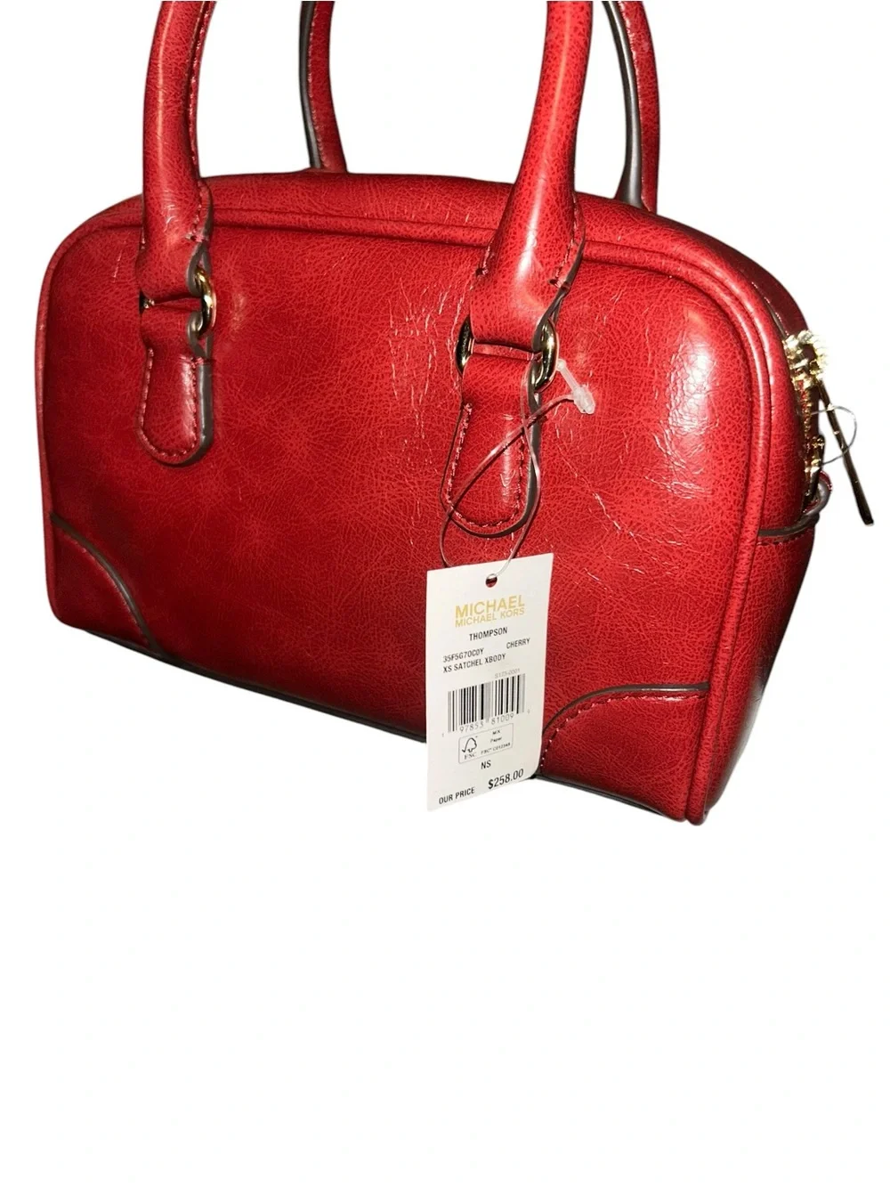 Michael Kors Red Leather Satchel Handbag NWT - Picture 3 of 4